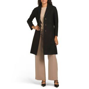 ICONS BY CINZIA ROCCA Black/Sand Virgin Wool Blend Overcoat